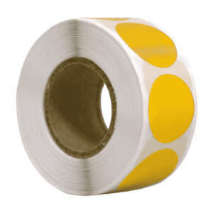 Sticker rond 35mm 500stuks Geel (25mm kern)