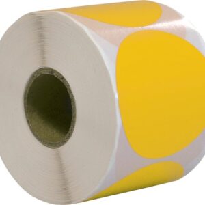 Sticker rond 50mm 500stuks Geel (25mm kern)