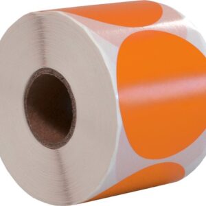 Sticker rond 50mm 500stuks Oranje (25mm kern)