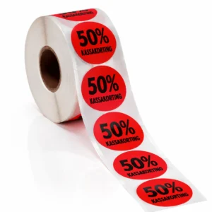 Sticker rond 35mm 500stuks Rood (25mm kern)