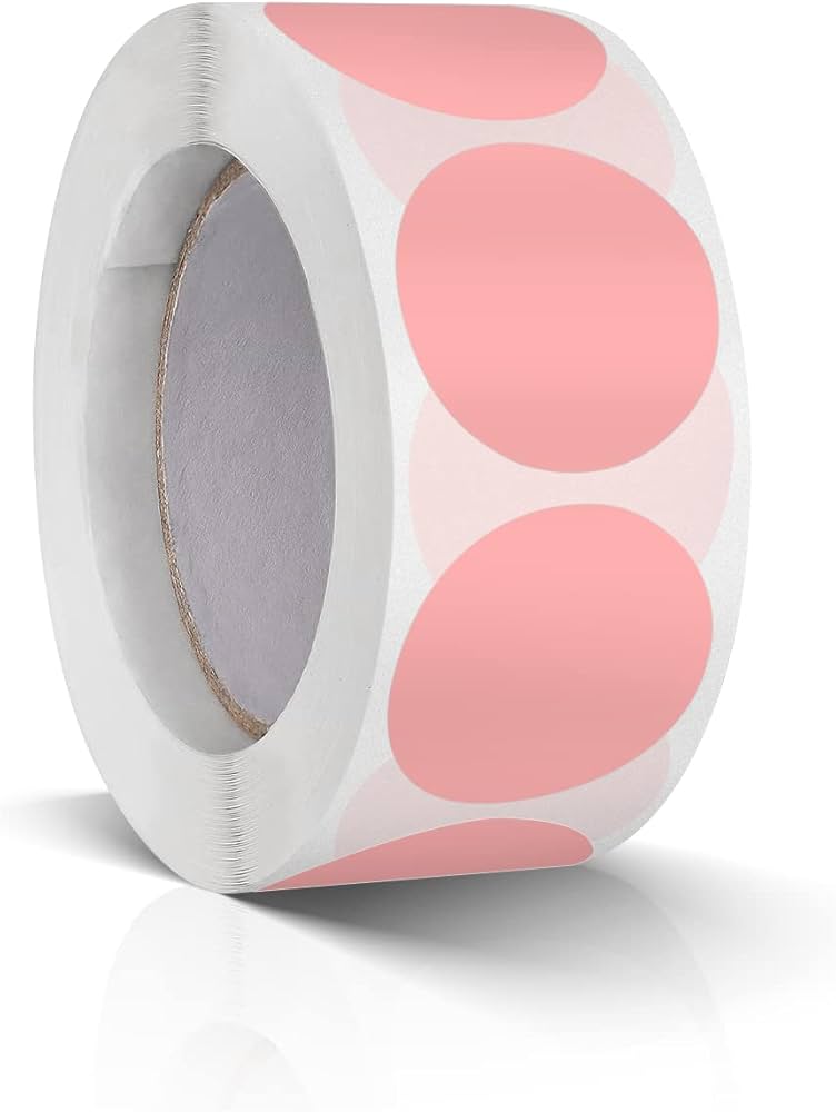 Sticker rond 35mm 500stuks Roze (25mm kern)