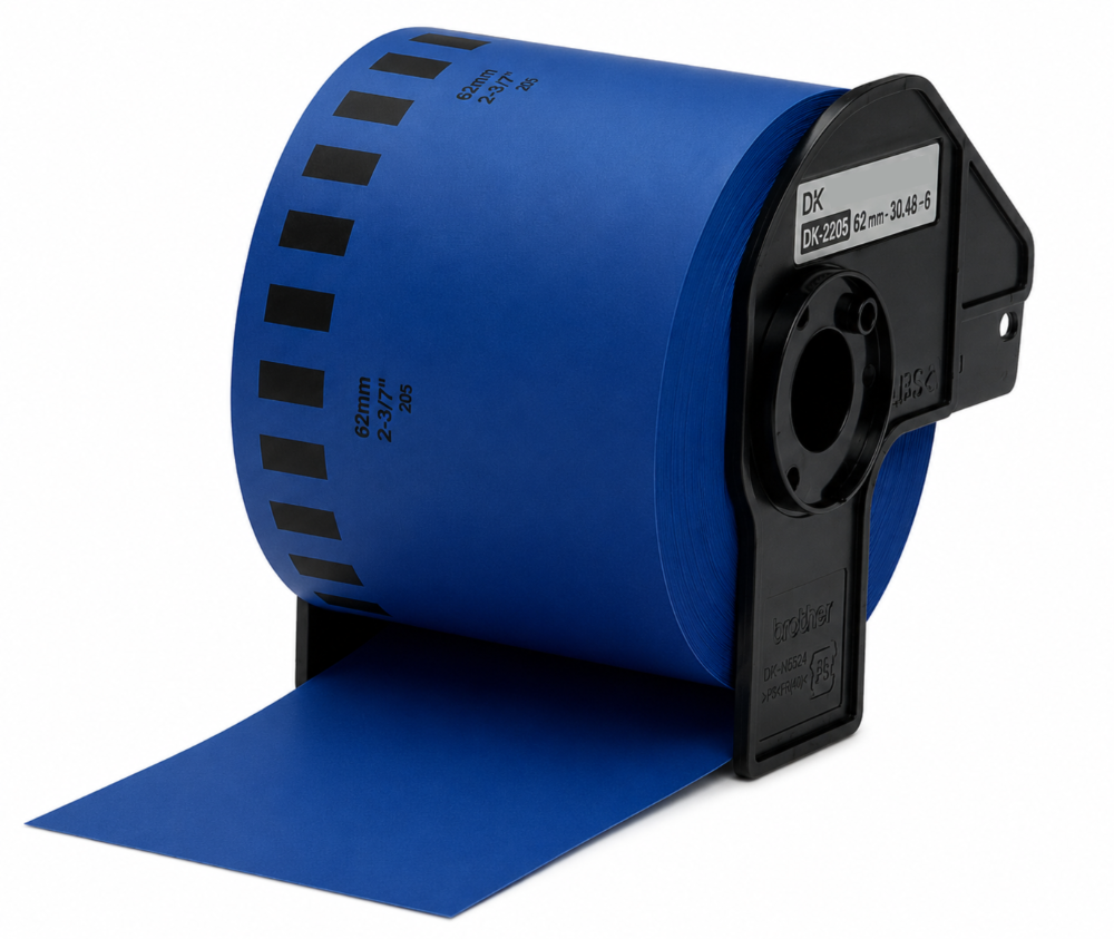 Brother DK-22205 62mm x 30.48mtr Blauw (inclusief houder) doorlopend